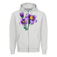 Dove Grey Pasque Flower Illustrations Zipper Hoodie - LillyAllenDesigns