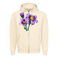 Sandshell Pasque Flower Illustrations Zipper Hoodie - LillyAllenDesigns