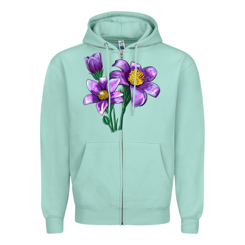 Pasque Flower Illustrations Zipper Hoodie by LillyAllenDesigns | Teevron