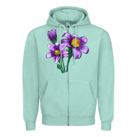 Seafoam Pasque Flower Illustrations Zipper Hoodie - LillyAllenDesigns