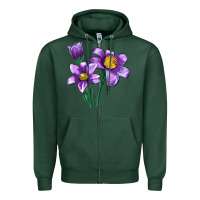 Sports Green Pasque Flower Illustrations Zipper Hoodie - LillyAllenDesigns