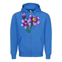 True Royal Pasque Flower Illustrations Zipper Hoodie - LillyAllenDesigns