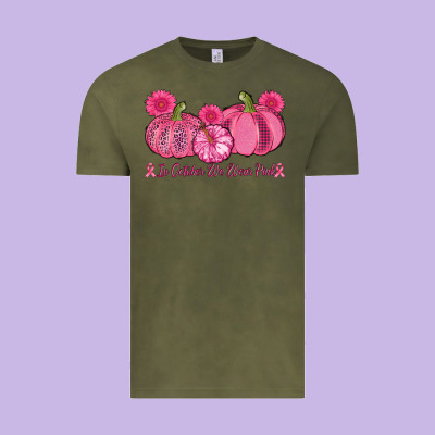 In October We Wear Pink Pumpkins Vintage Tee Designed By Adodesignshop