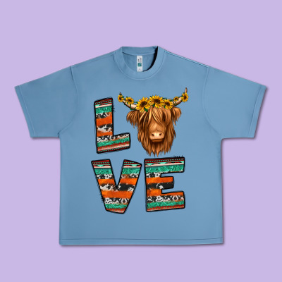 Love Highland Cow Urban Heavy Tee Designed By Jasminsmagicworld