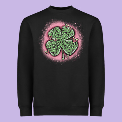 Leopard Shamrocks With Hearts Heavyweight Sweatshirt Designed By Maliassmallbusiness