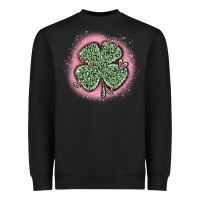 Black leopard shamrocks with hearts Heavyweight Sweatshirt - MaliasSmallBusiness