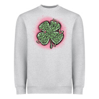 Heather Grey leopard shamrocks with hearts Heavyweight Sweatshirt - MaliasSmallBusiness
