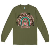 Army Green teacher rainbow Long Sleeve Tee - MaliasSmallBusiness