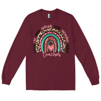 Burgundy teacher rainbow Long Sleeve Tee - MaliasSmallBusiness
