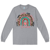 Heather Grey teacher rainbow Long Sleeve Tee - MaliasSmallBusiness