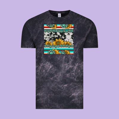 Sunflower Cowhide Serape Coaster Vintage Tee Designed By Barkaloodesign