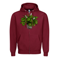 Burgundy Peace Lily Zipper Hoodie - LillyAllenDesigns