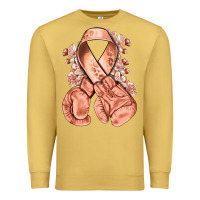 Antique Gold Uterine Cancer peach ribbon with boxing gloves Premium Sweatshirt - NancyCooperArtShop