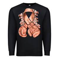 Black Uterine Cancer peach ribbon with boxing gloves Premium Sweatshirt - NancyCooperArtShop