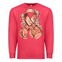 Cardinal Uterine Cancer peach ribbon with boxing gloves Premium Sweatshirt - NancyCooperArtShop