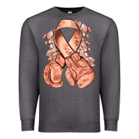 Charcoal Heather Uterine Cancer peach ribbon with boxing gloves Premium Sweatshirt - NancyCooperArtShop