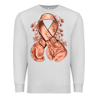 Dove Grey Uterine Cancer peach ribbon with boxing gloves Premium Sweatshirt - NancyCooperArtShop