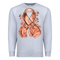 Heather Grey Uterine Cancer peach ribbon with boxing gloves Premium Sweatshirt - NancyCooperArtShop