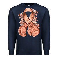 Navy Uterine Cancer peach ribbon with boxing gloves Premium Sweatshirt - NancyCooperArtShop