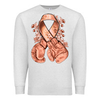Oatmeal Heather Uterine Cancer peach ribbon with boxing gloves Premium Sweatshirt - NancyCooperArtShop