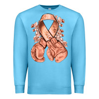 Ocean Blue Uterine Cancer peach ribbon with boxing gloves Premium Sweatshirt - NancyCooperArtShop