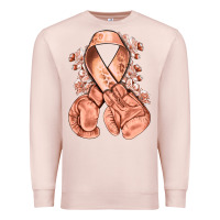 Pale Pink Uterine Cancer peach ribbon with boxing gloves Premium Sweatshirt - NancyCooperArtShop