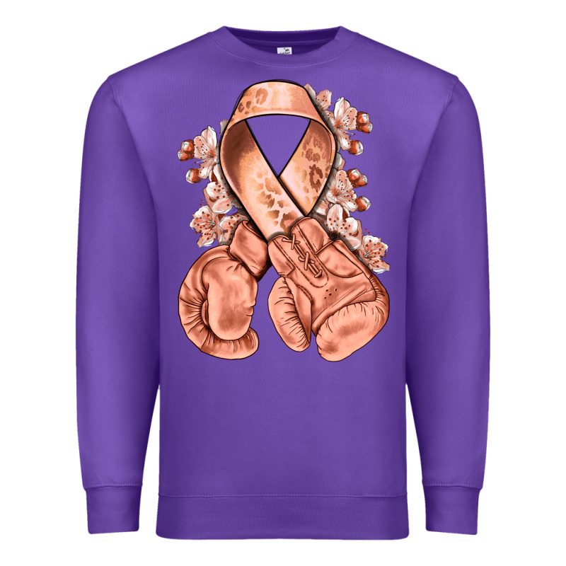 Uterine Cancer Peach Ribbon With Boxing Gloves Premium Sweatshirt by NancyCooperArtShop | Teevron