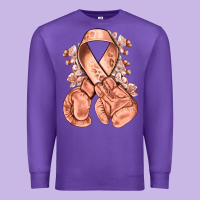 Uterine Cancer Peach Ribbon With Boxing Gloves Premium Sweatshirt Designed By Nancycooperartshop