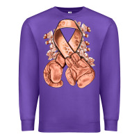Purple Uterine Cancer peach ribbon with boxing gloves Premium Sweatshirt - NancyCooperArtShop