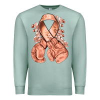 Seafoam Uterine Cancer peach ribbon with boxing gloves Premium Sweatshirt - NancyCooperArtShop