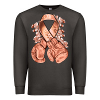 Smoke Uterine Cancer peach ribbon with boxing gloves Premium Sweatshirt - NancyCooperArtShop