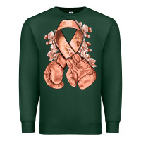 Sports Green Uterine Cancer peach ribbon with boxing gloves Premium Sweatshirt - NancyCooperArtShop