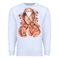 White Uterine Cancer peach ribbon with boxing gloves Premium Sweatshirt - NancyCooperArtShop