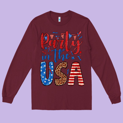 Party In The Usa Long Sleeve Tee Designed By Jahusdesignshop