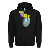Black Opunthia Santa Rita Cactus Zipper Hoodie - LillyAllenDesigns