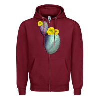 Burgundy Opunthia Santa Rita Cactus Zipper Hoodie - LillyAllenDesigns