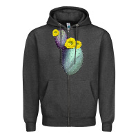 Charcoal Heather Opunthia Santa Rita Cactus Zipper Hoodie - LillyAllenDesigns