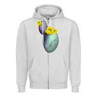 Dove Grey Opunthia Santa Rita Cactus Zipper Hoodie - LillyAllenDesigns