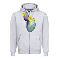 Heather Grey Opunthia Santa Rita Cactus Zipper Hoodie - LillyAllenDesigns