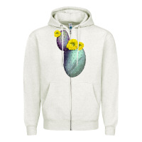 Oatmeal Heather Opunthia Santa Rita Cactus Zipper Hoodie - LillyAllenDesigns