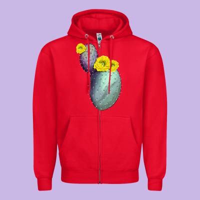 Opunthia Santa Rita Cactus Zipper Hoodie Designed By Lillyallendesigns