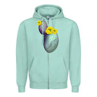 Seafoam Opunthia Santa Rita Cactus Zipper Hoodie - LillyAllenDesigns