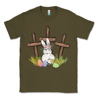 Army Green floral watercolor easter bunny cross Classic Tee - MaliasSmallBusiness