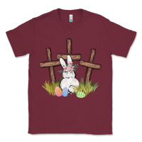 Burgundy floral watercolor easter bunny cross Classic Tee - MaliasSmallBusiness