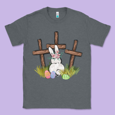Floral Watercolor Easter Bunny Cross Classic Tee Designed By Maliassmallbusiness
