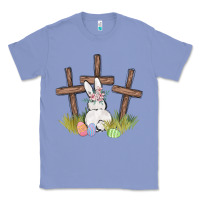 Colony Blue floral watercolor easter bunny cross Classic Tee - MaliasSmallBusiness