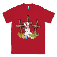 Red floral watercolor easter bunny cross Classic Tee - MaliasSmallBusiness