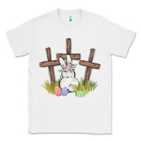 White floral watercolor easter bunny cross Classic Tee - MaliasSmallBusiness