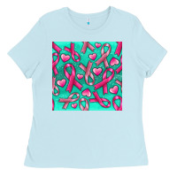 Baby Blue Cancer Ribbon with Heart Ladies Tee - texasbilliewilder