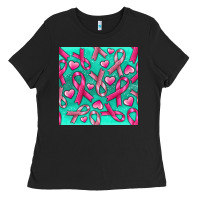 Black Cancer Ribbon with Heart Ladies Tee - texasbilliewilder